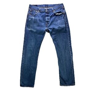 Levi's Jeans Mens 34x34 fits 34x32 Blue 501 Original Fit Button Fly 100% Cotton